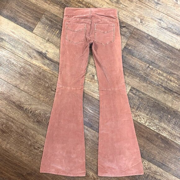 FREE PEOPLE Dusty Pink Corduroy BELL BOTTOM PANTS 25 x 33 Stretch Boho Grunge - Picture 4 of 7